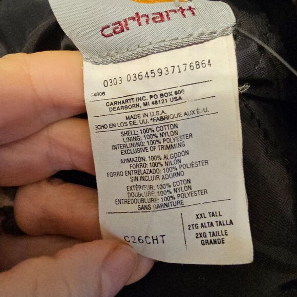VTG Carhartt C26 Duck Arctic Coat XXL Tall Dark Brown Canvas Corduroy Union USA - Picture 10 of 12